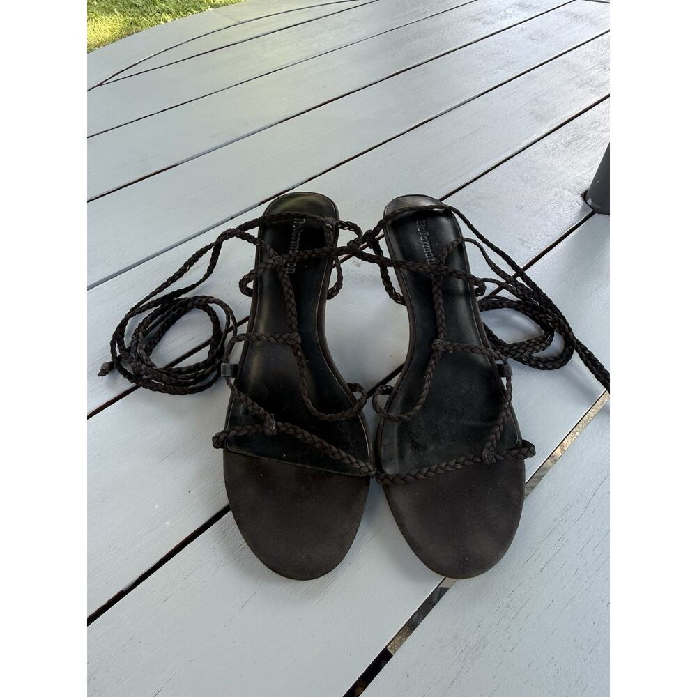 Reformation Porto Sandals Women’s Size 7.5M Black Suede Strappy Lace Up Heels - Picture 2 of 15